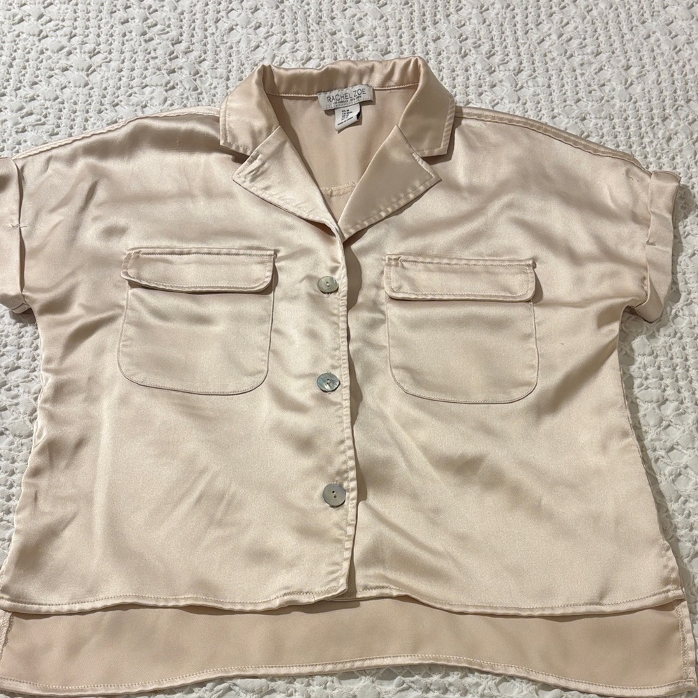 Rachel Zoe Satin Blouse in Cream